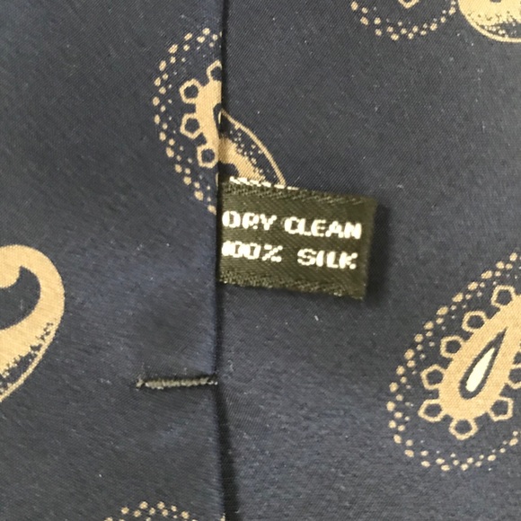 Silk Tie Navy Tan Paisley Fumagalli’s - Picture 7 of 10